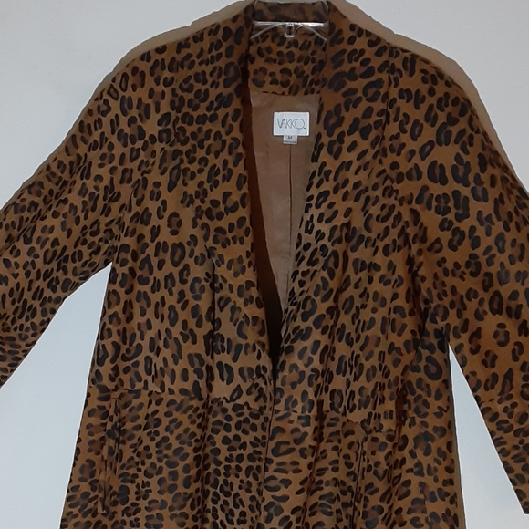 Vakko Suede Leather Leopard Print Jacket. - Picture 5 of 14